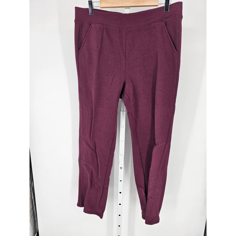 Athletic Works Women's Mid Rise Elastic Cotton Blend Purple Pockets Pant Size L
